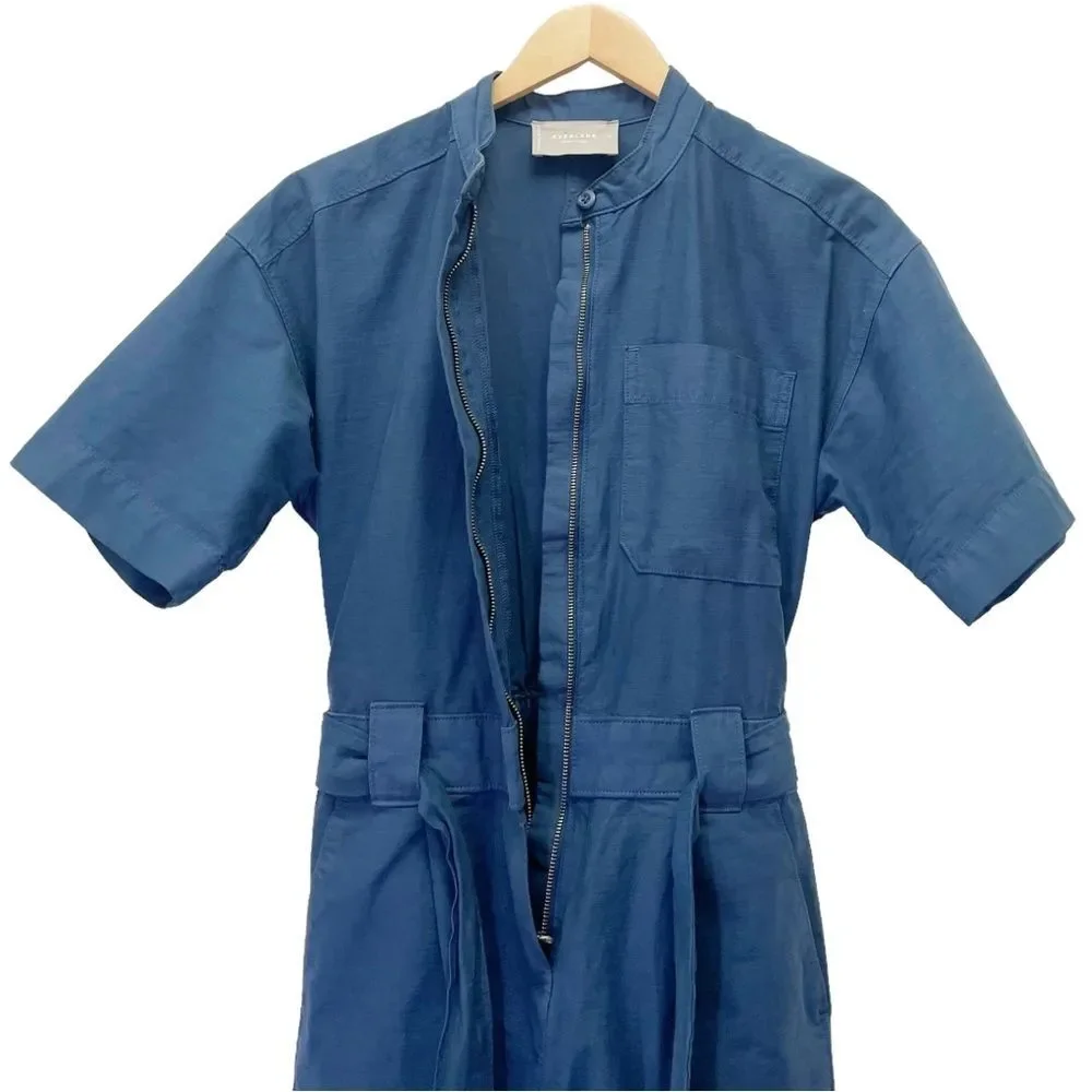 Everlane The Fatigue Short-Sleeve Jumpsuit Boiler Suit Slate Blue Size 0 | XS